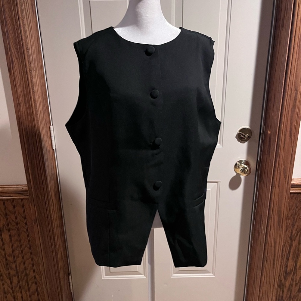 SoraVila Black Structured Vest Top V-Neck Button Front XL - Picture 5 of 7